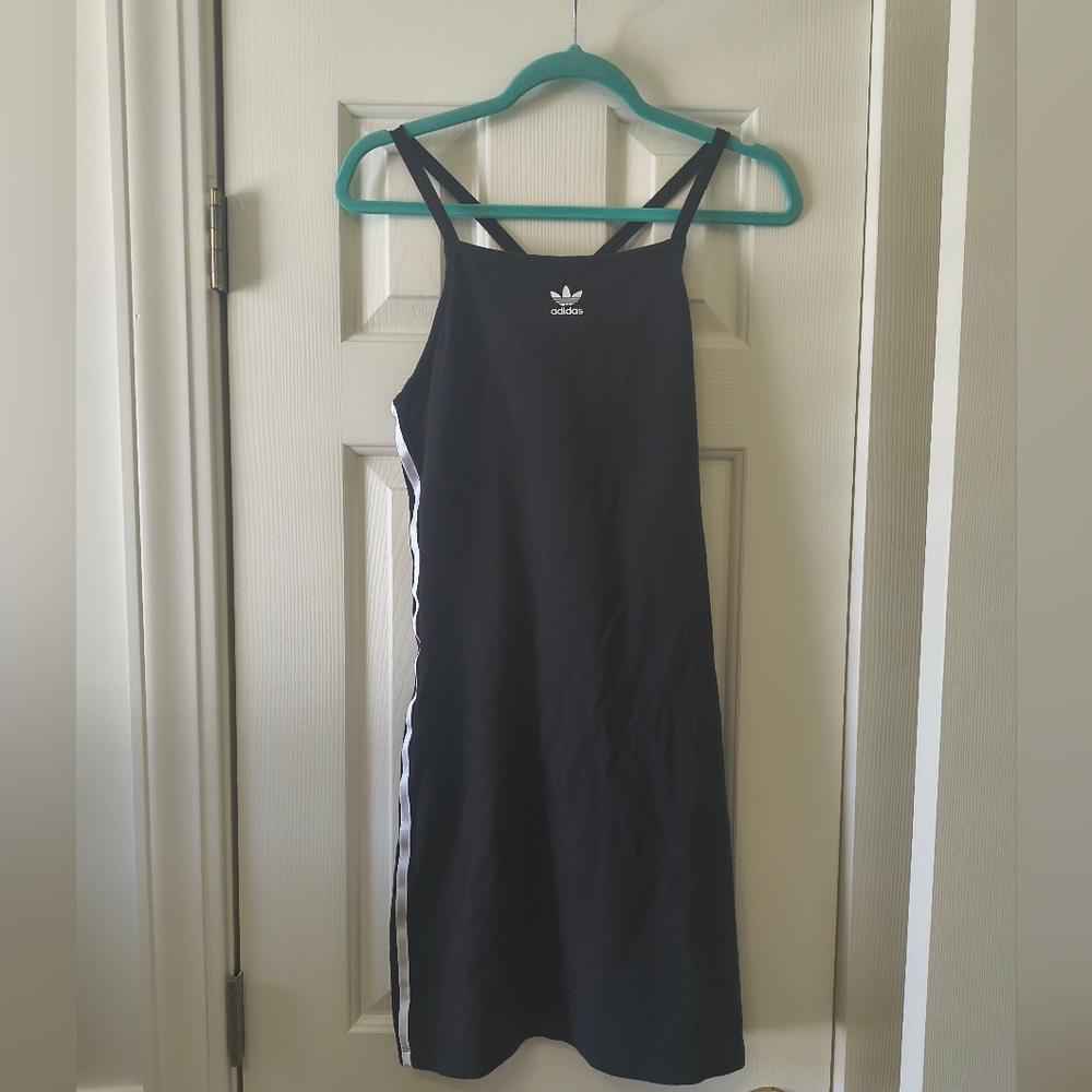 Adidas Black Mini Dress with White Stripes